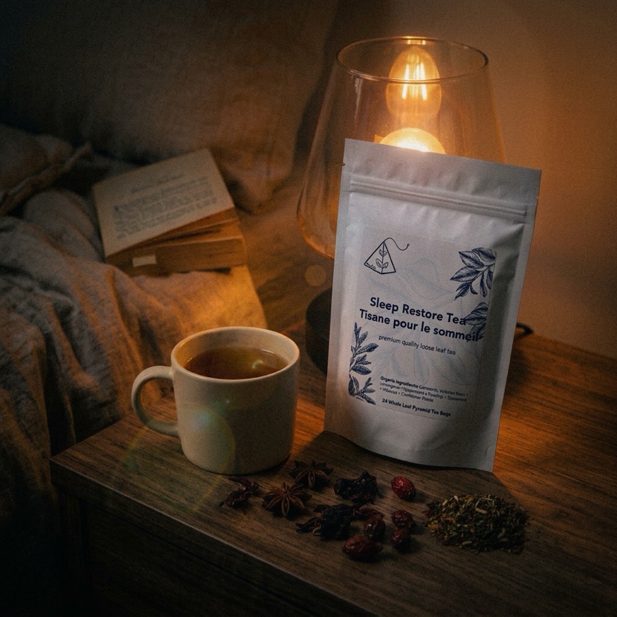 Customer photo — Sleep Restore Tea at the bedside