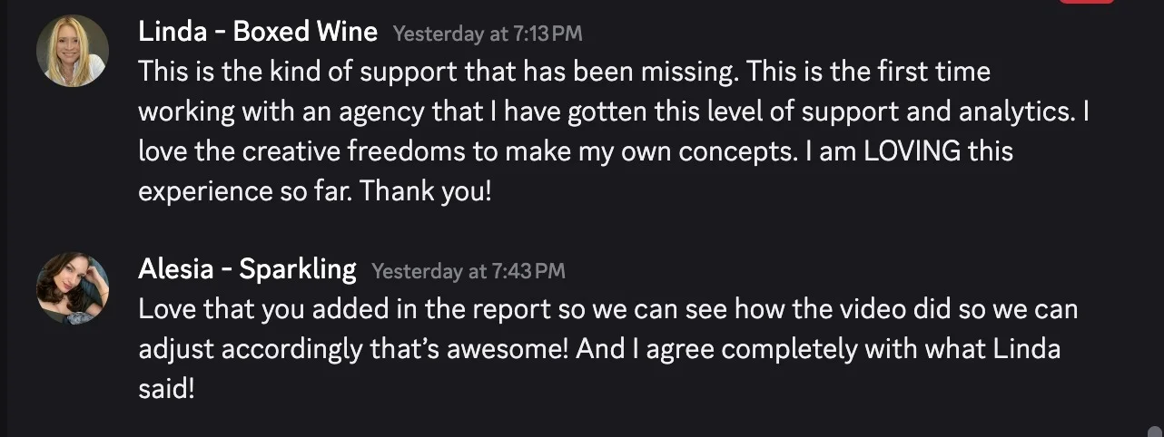 Linda: This is the first time working with an agency that I have gotten this level of support and analytics. Alesia: Love that you added in the report so we can see how the video did.